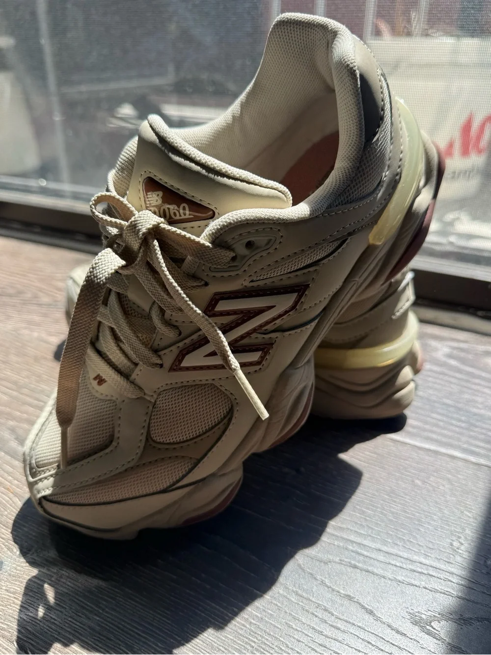 New Balance Kids Cream Sneakers with Pink Accent